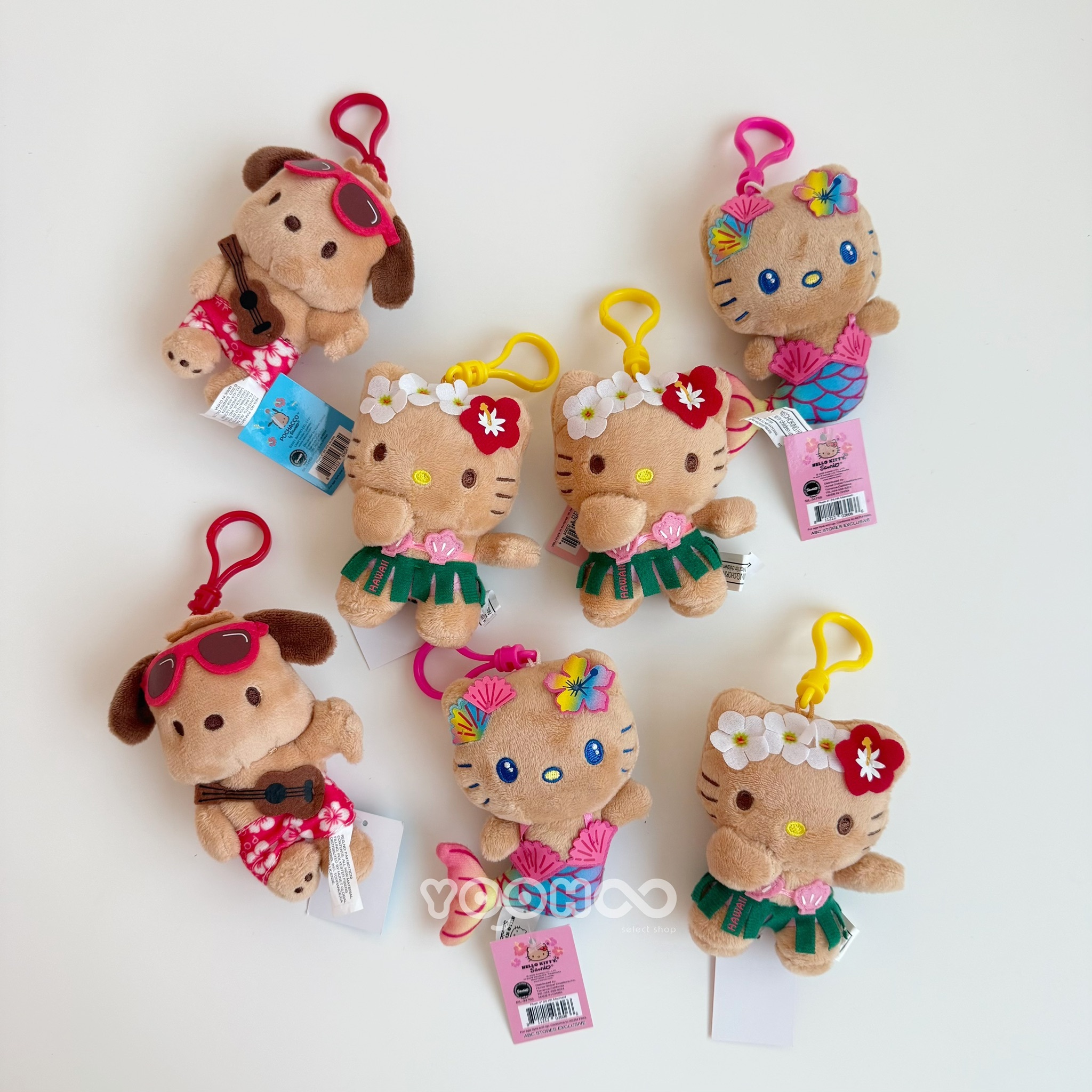 現貨┃三麗鷗 夏威夷限定 黑皮 曬傷 烤焦 HELLO KITTY 美人魚 帕恰狗 草裙舞 吊飾