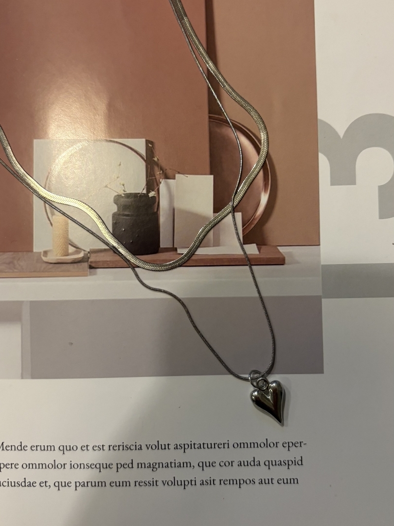 double chain heart pendant necklace