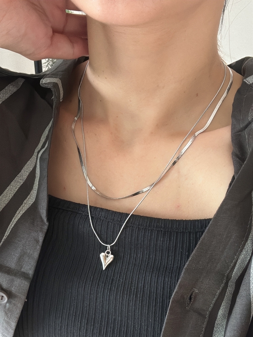 double chain heart pendant necklace