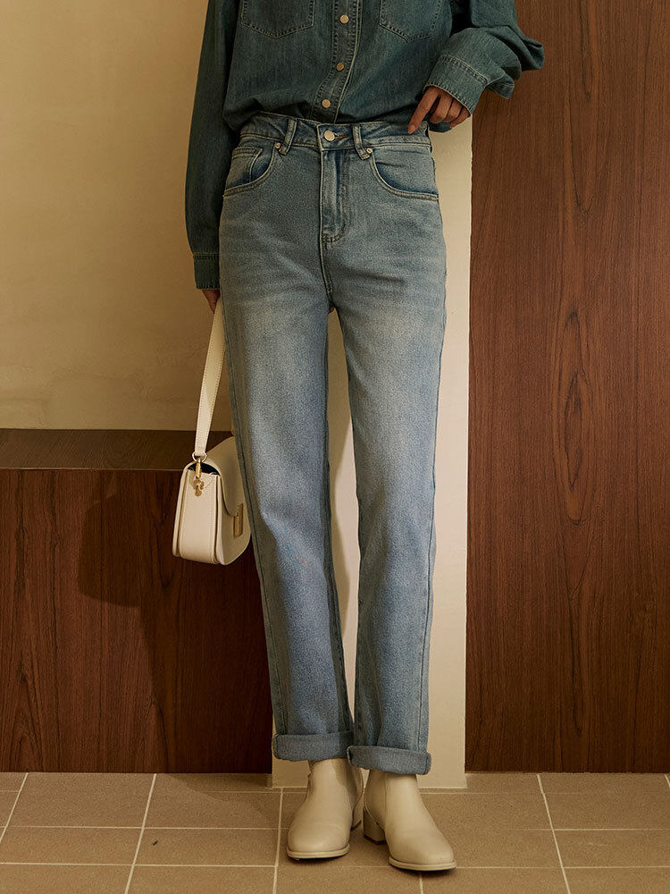 SALE500 經典修身直筒牛仔褲(YKK拉鍊）