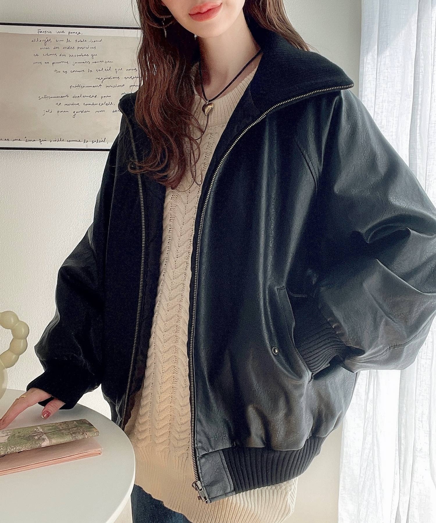 日本🇯🇵連線 JAVA 寬鬆皮革外套 皮衣 oversized 仿舊 寬鬆 螺紋領 黑色 棕色(任買兩件711免運)/預購