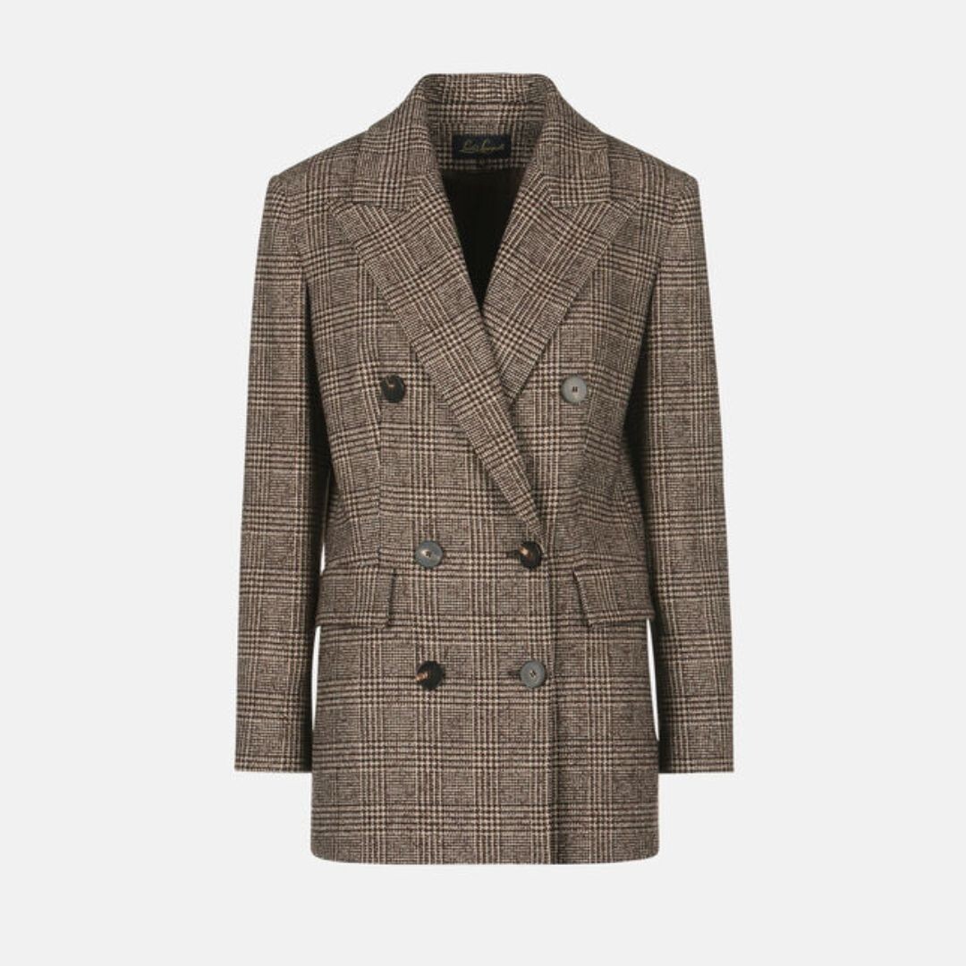 1LS1015-018 LUISA SPAGNOLI Saldato Double-Breasted Jacket Brown #542298.3991 (C-EU-E)