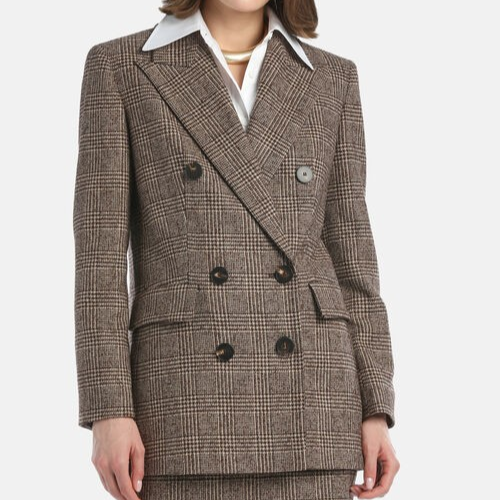 1LS1015-018 LUISA SPAGNOLI Saldato Double-Breasted Jacket Brown #542298.3991 (C-EU-E)