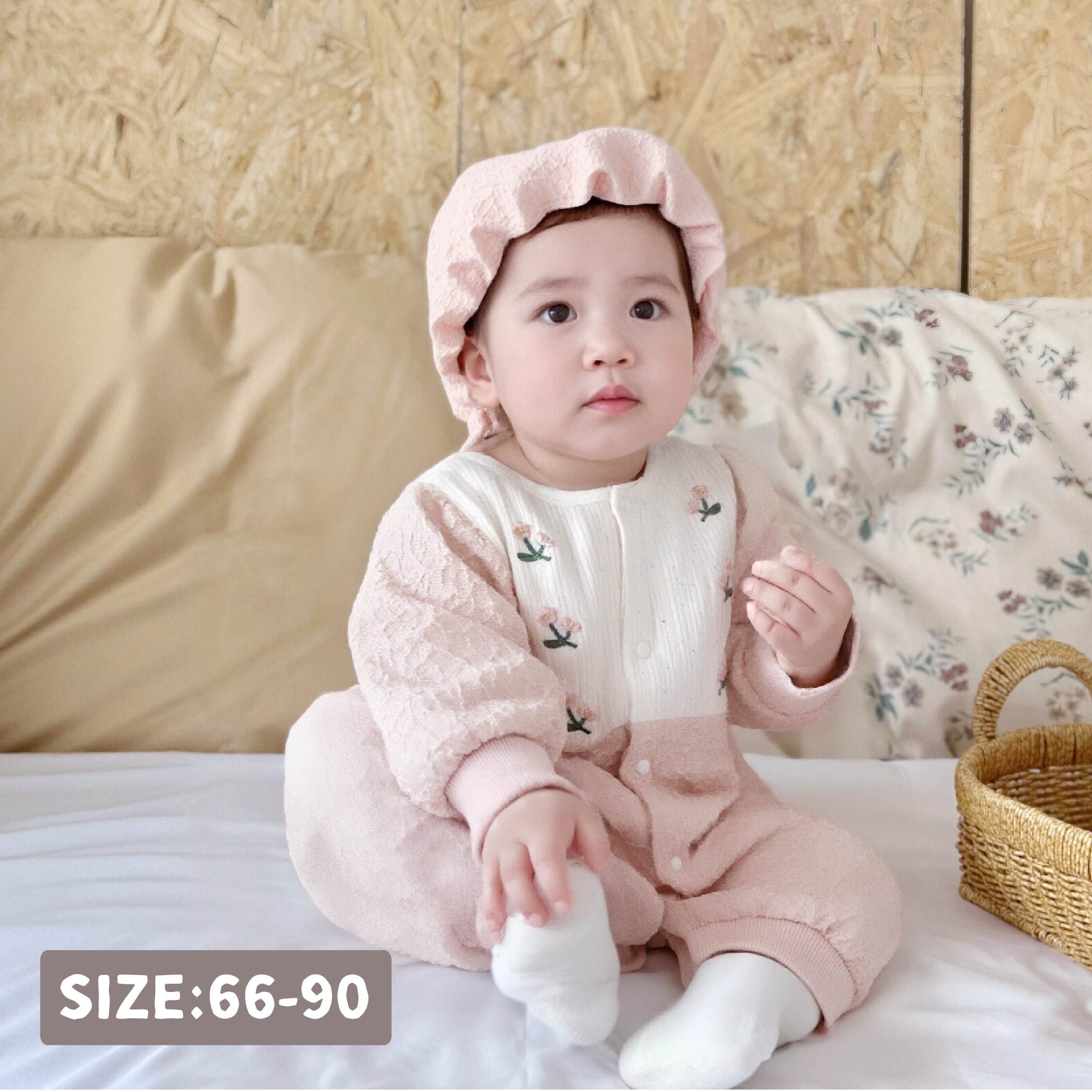 【JG3232】氣質花朵刺繡立體紋理連身衣(附帽子)