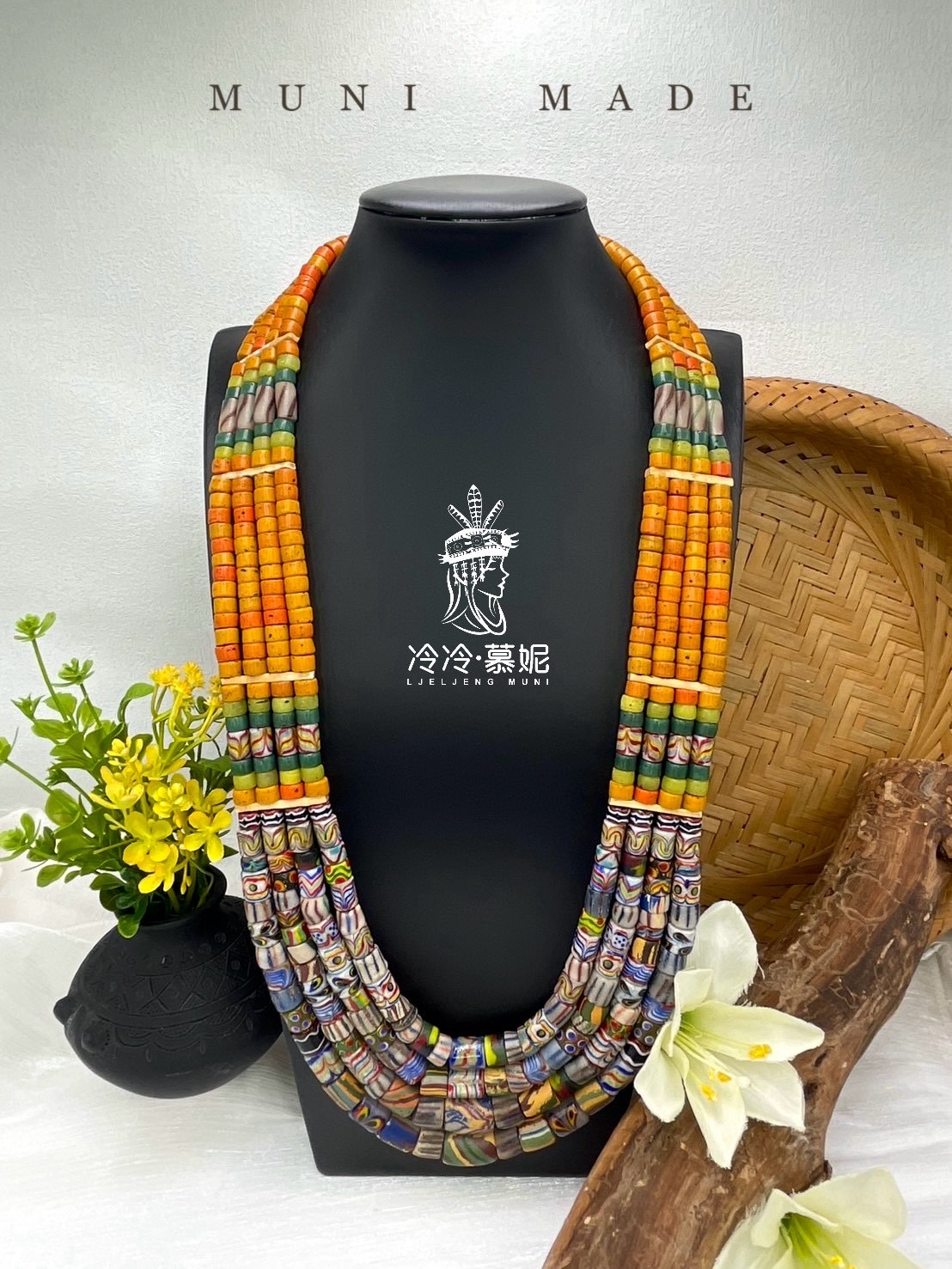 M-No.76傳統花珠四排複串長鍊81cm