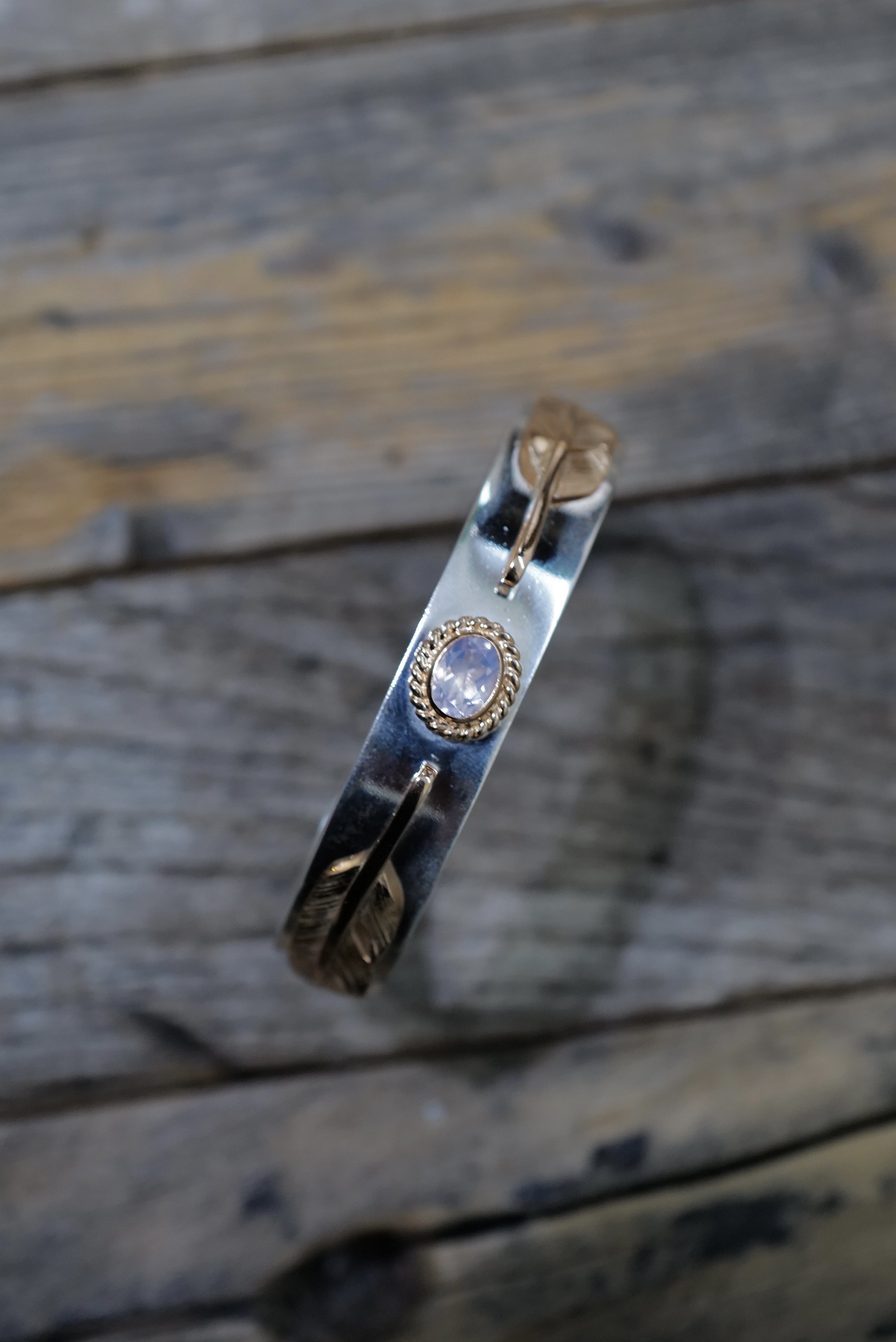 12mm 平打 / 玫瑰金繩薰衣草水晶 / 雙K20玫瑰金feather S*