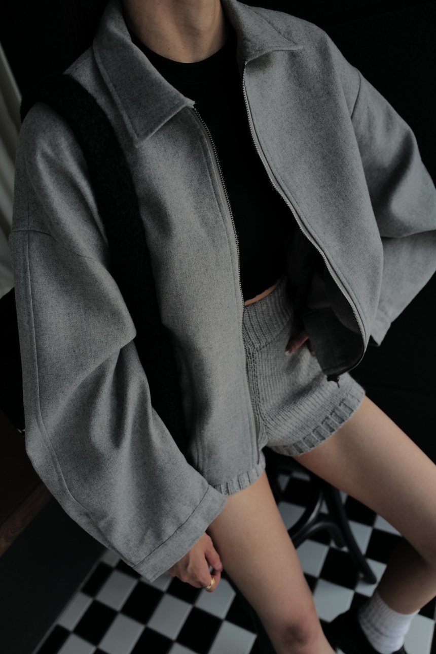 灰系羊毛呢外套*2色