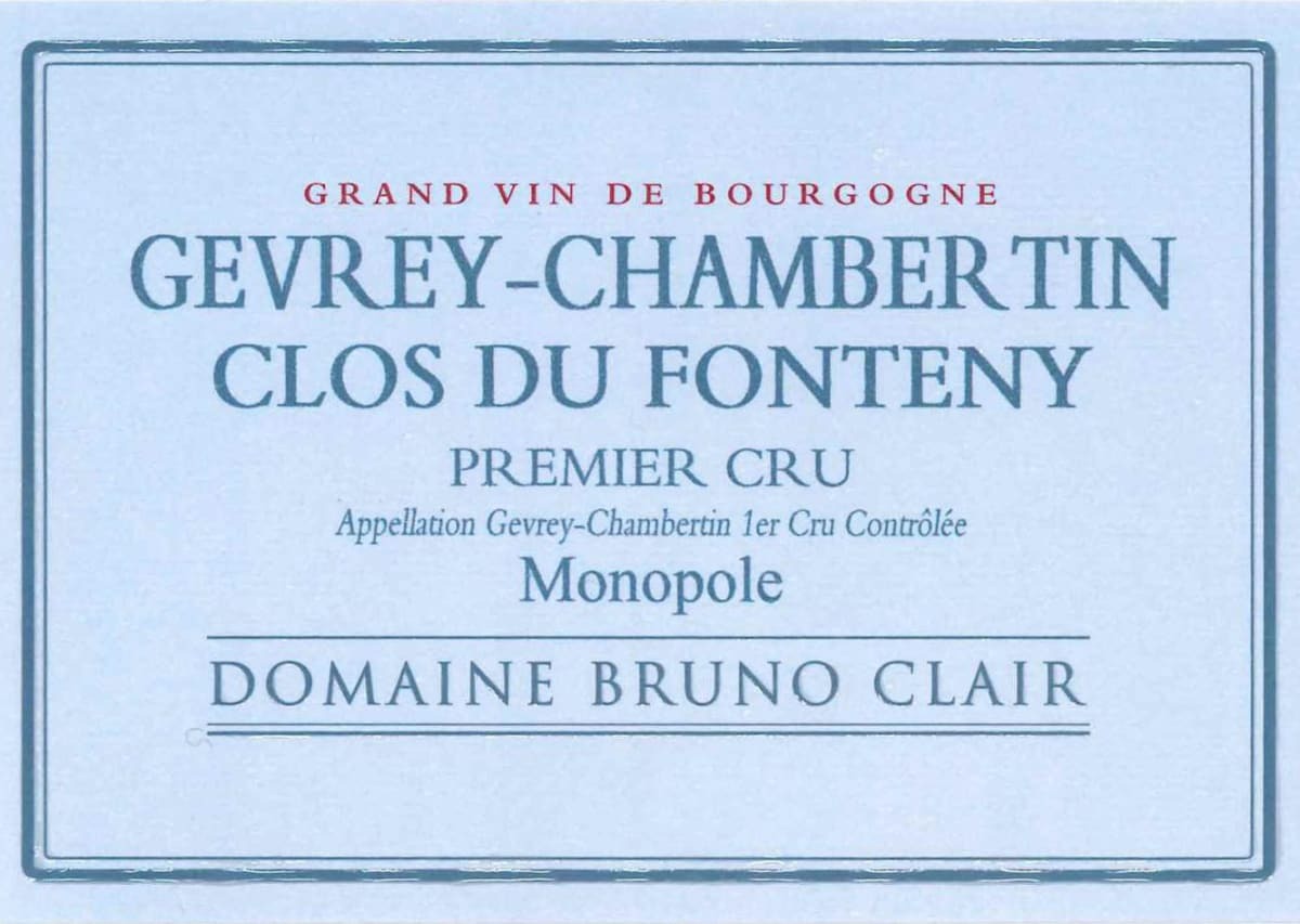Bruno Clair Gevrey Chambertin 1er Cru Clos du Fonteny 2021 (BH93)