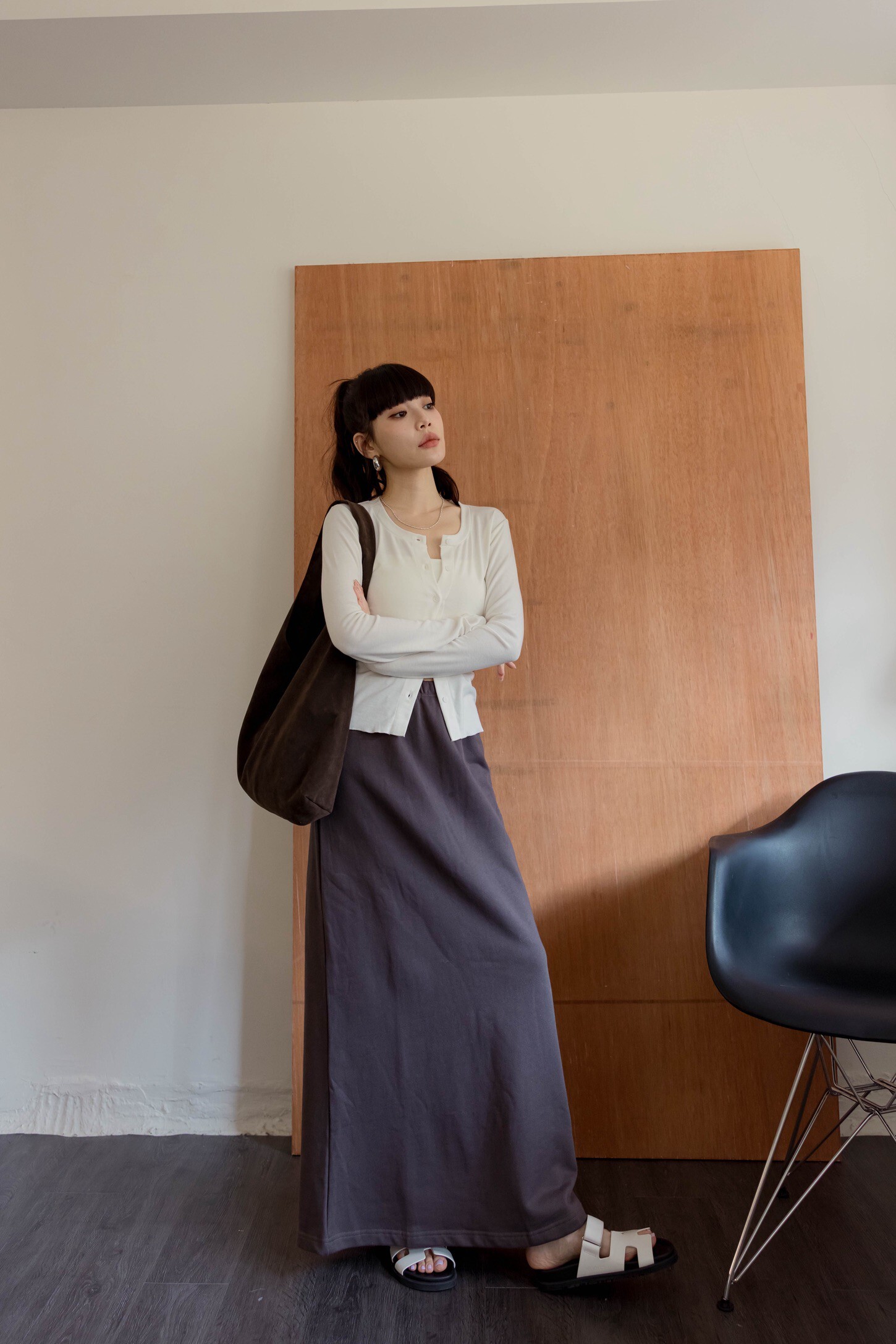 （現貨）#Z27 愛不釋手直筒棉裙(黑/深灰/淺灰)