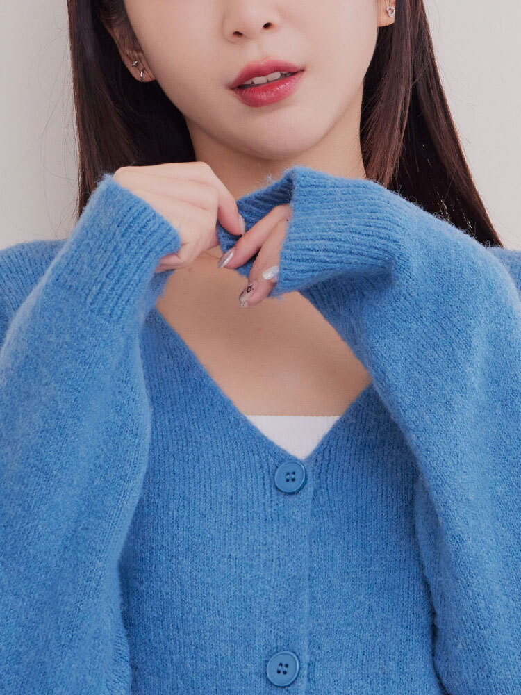 2603 親舒柔針V領針織外套(10%羊毛）