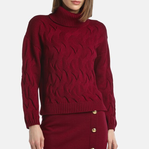 1LS1015-030 LUISA SPAGNOLI Martinella Wool Turtleneck Burgundy #100118.405 (C-EU-E)