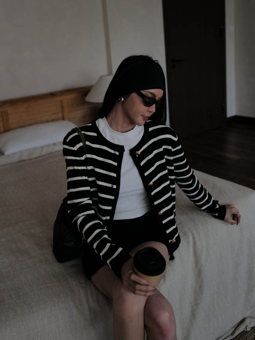 條紋金釦外套*3色