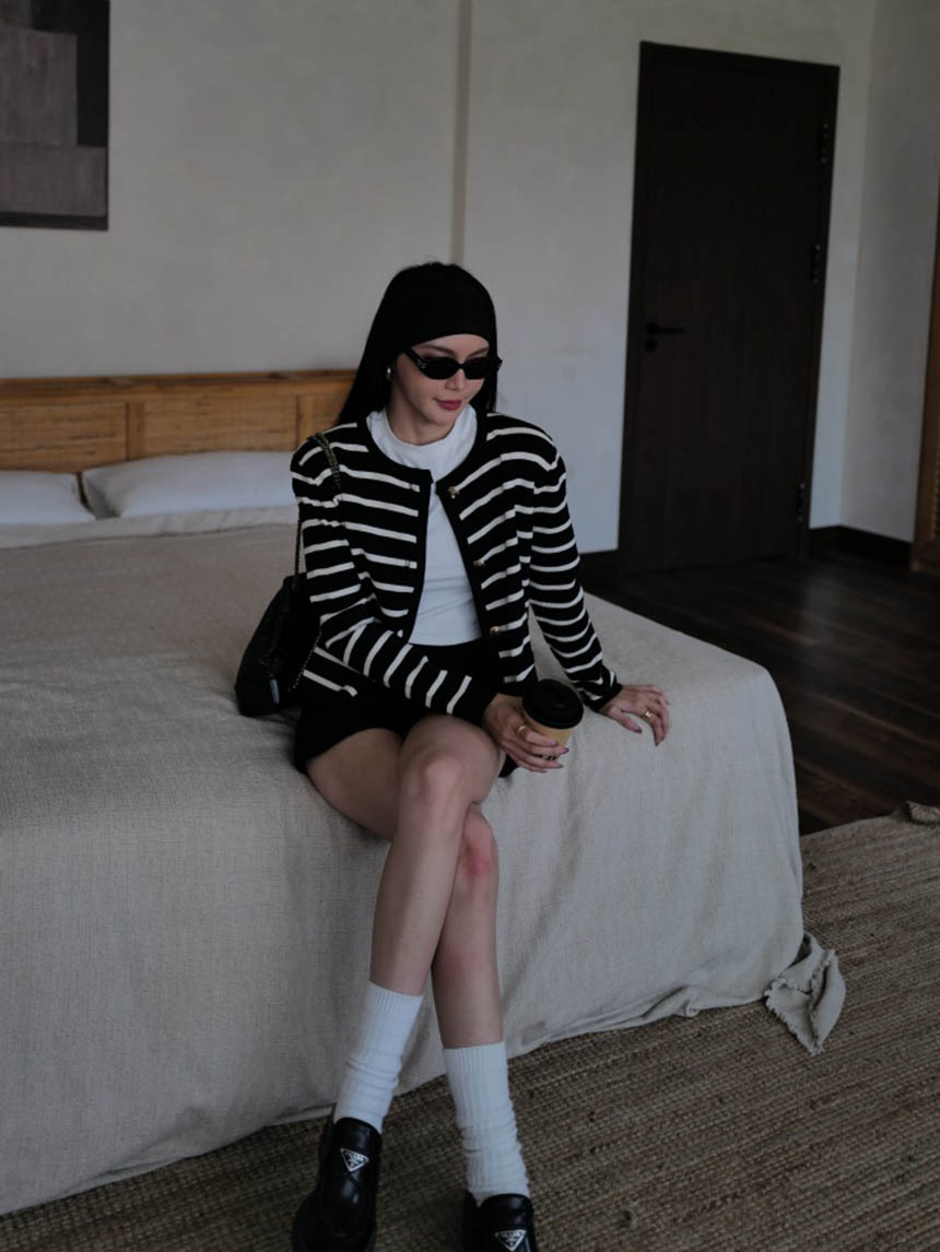 條紋金釦外套*3色