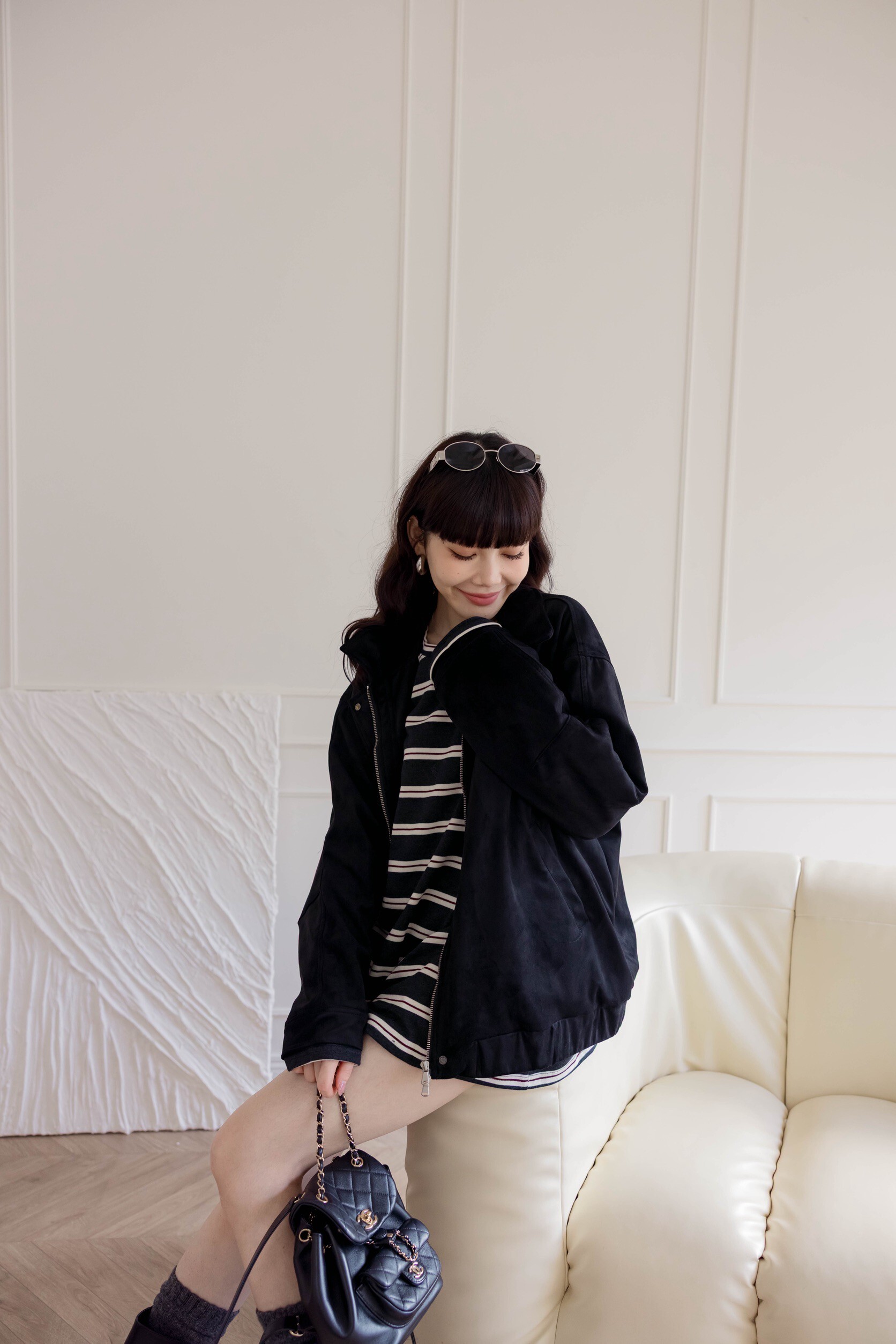 (現貨)#Z23 今年一定要有的麂皮夾克外套(黑/卡其)