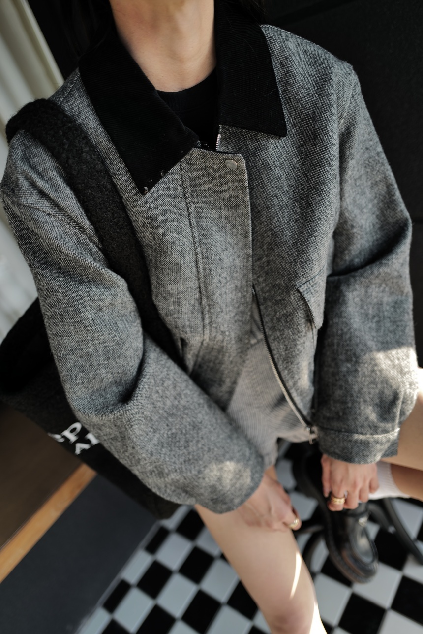 巴恩風灰咖短版外套*2色