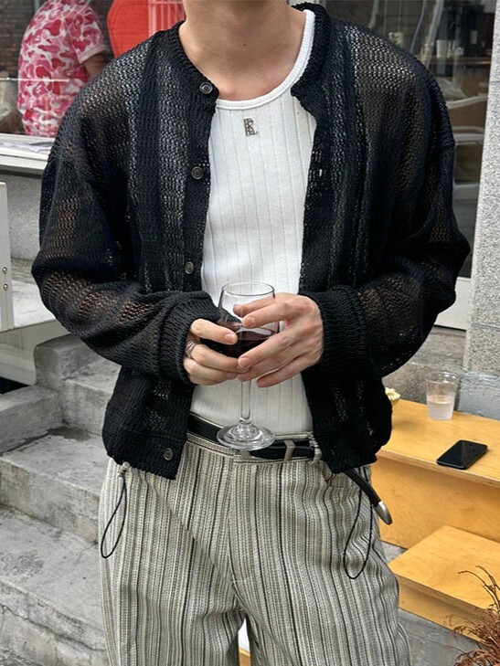 鉤針短款開襟衫