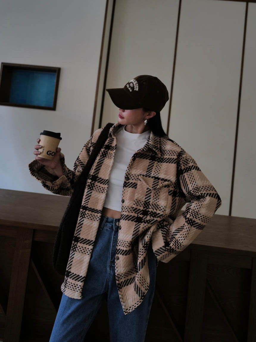 三色毛呢襯衫*3色