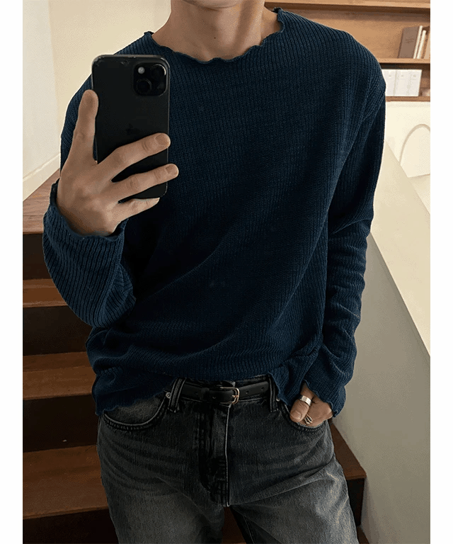 水洗針織長袖T恤