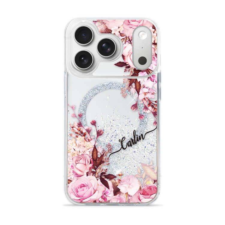 法式玫瑰 (MagSafe磁吸) 閃耀鏡面殼 - (訂製名字) iPhone客製化手機殼