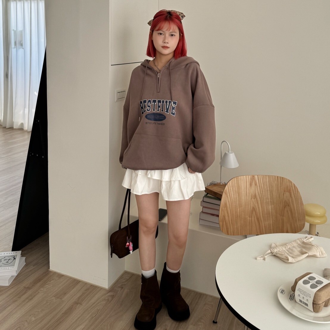 𝖡𝖤𝖲𝖳𝖥𝖨𝖵𝖤 精選5色!半拉鍊寬鬆帽tee