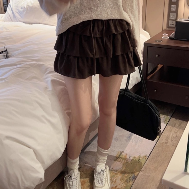 麂皮荷葉澎澎蛋糕裙/二色