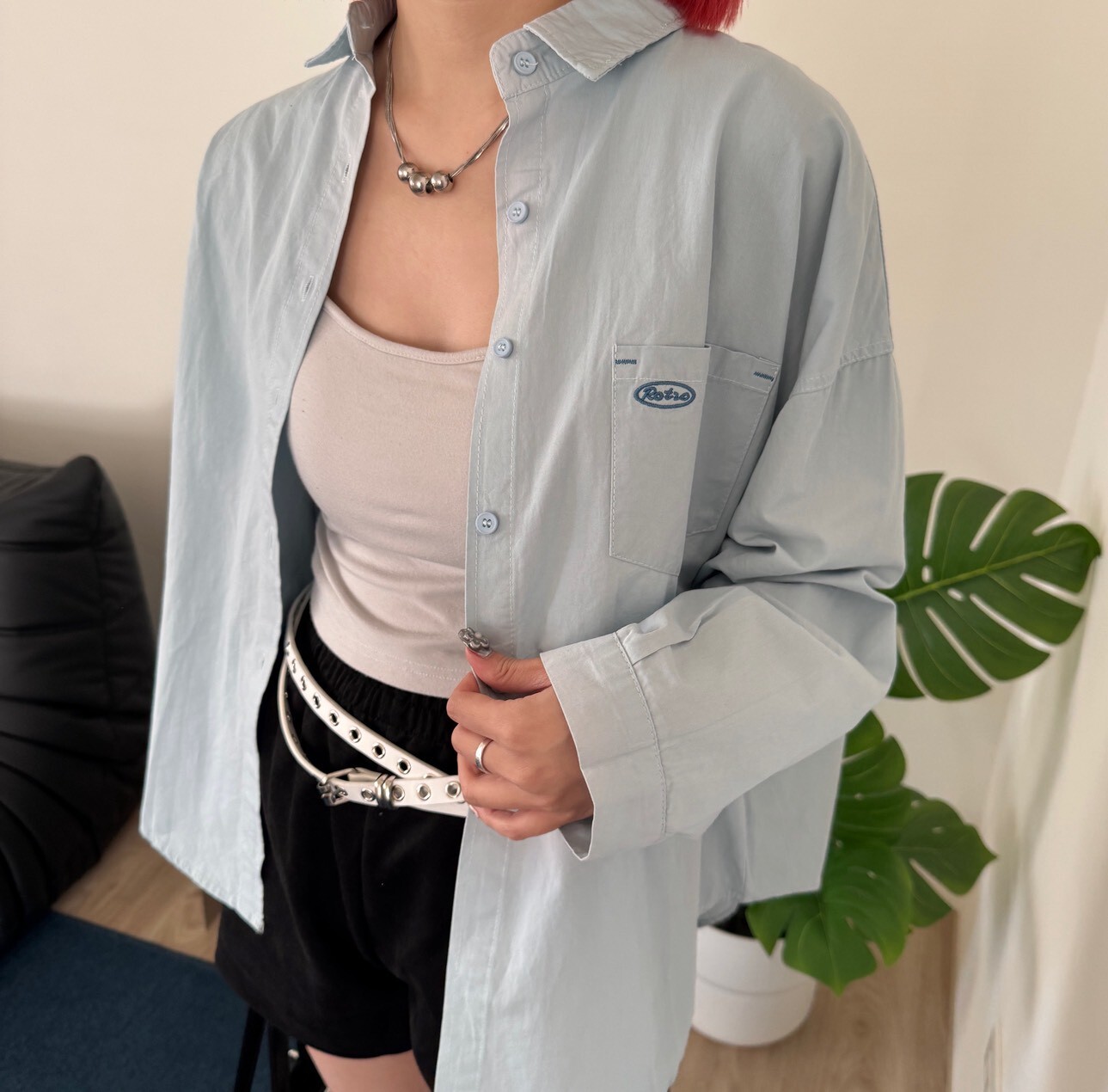 𝑅𝑜𝑡𝑟𝑜.橢圓小刺繡 多色挺版襯衫