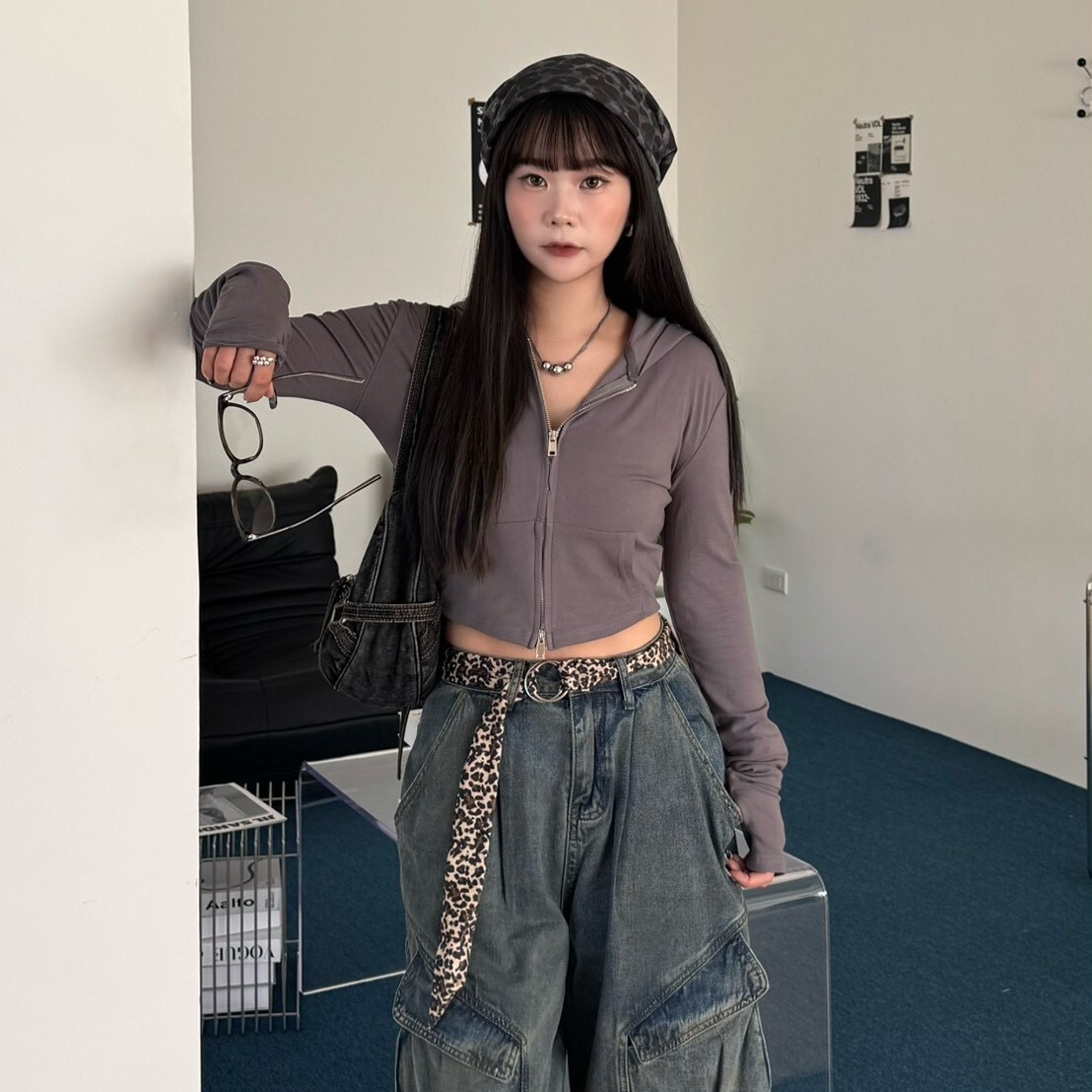 自訂款!我的日常論調♪  軟布料穿指雙拉鍊外套/上衣