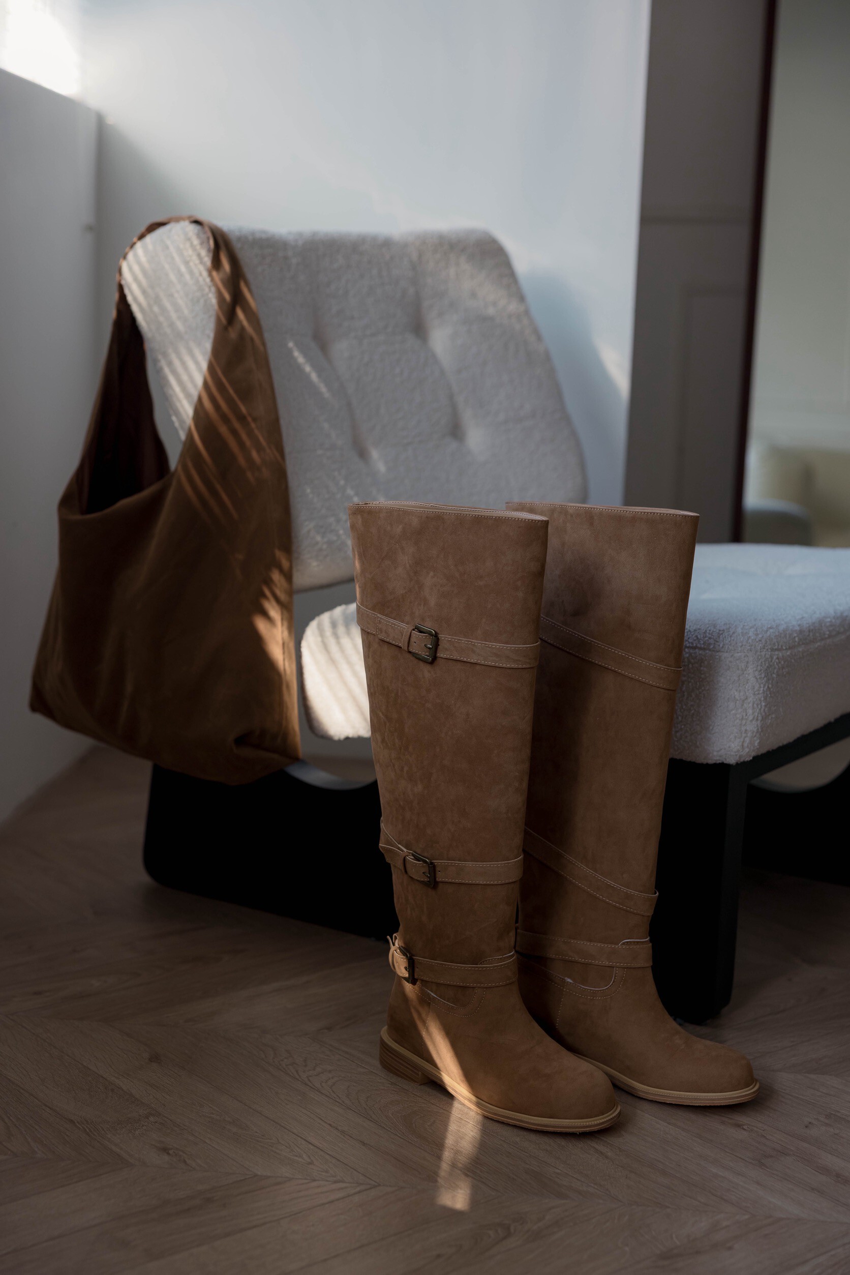 （現貨）#Z80 秋冬必收麂皮釦環膝上靴(黑/咖)#版型偏小