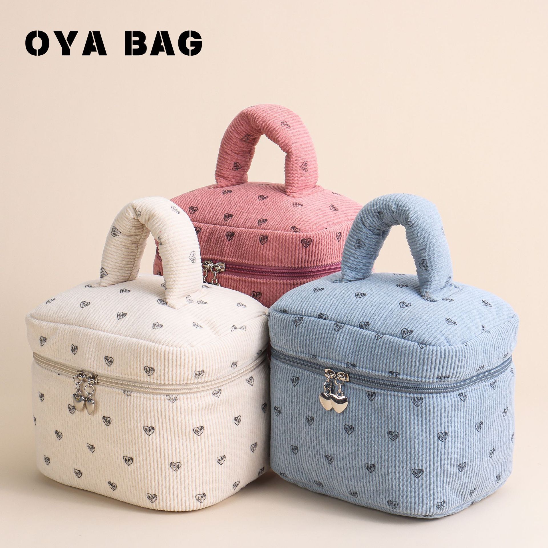 《6298》燈芯絨愛心化妝包