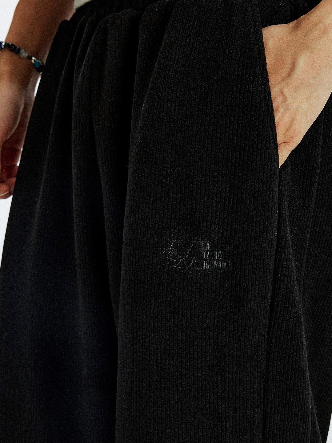 MEDM 簡約基礎 粗條紋 抽繩休閒 長褲