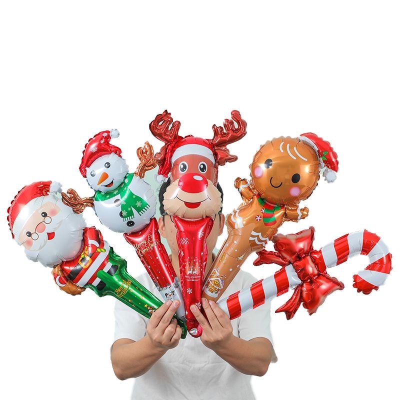 圣诞节场地布置气球 长棒气球 1套10个 随机