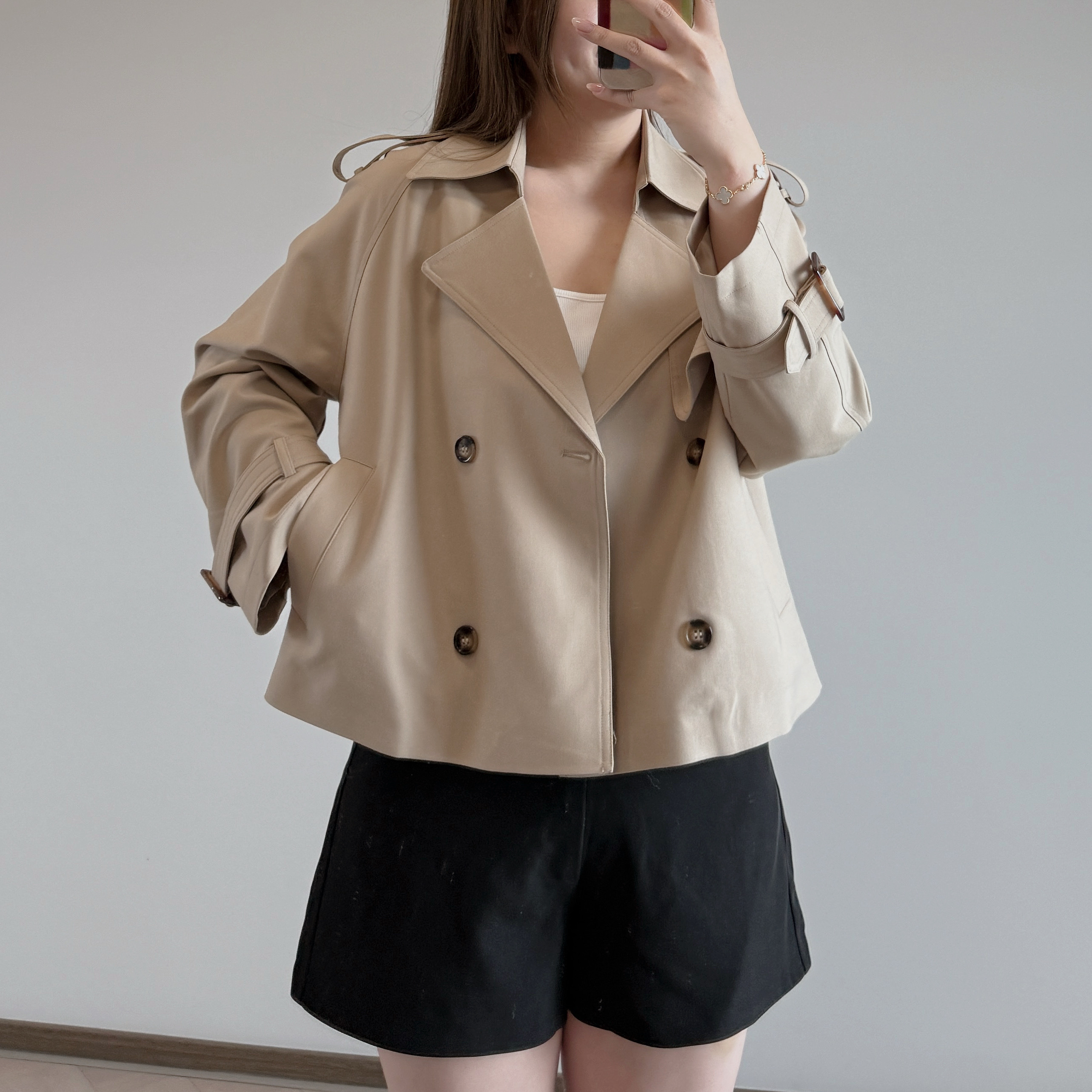 現貨 7284 卡其短版Trench Coat