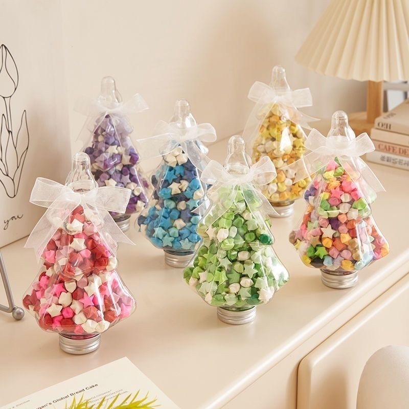 圣诞预购 星星瓶子圣诞书540张渐变星星纸+瓶子+围巾+帽子+灯