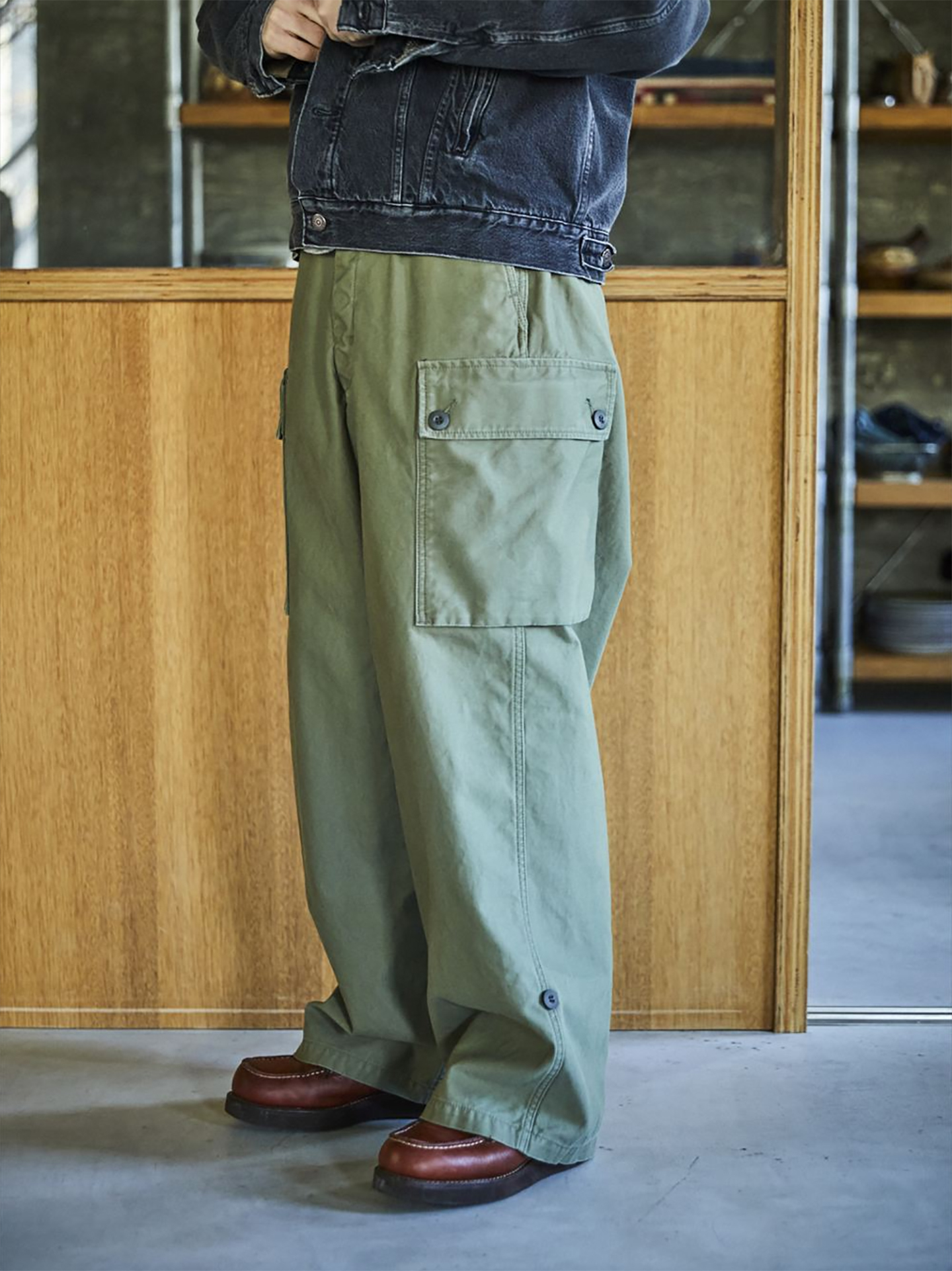 orSlow Wide Fit Cargo Pants (Army Green)