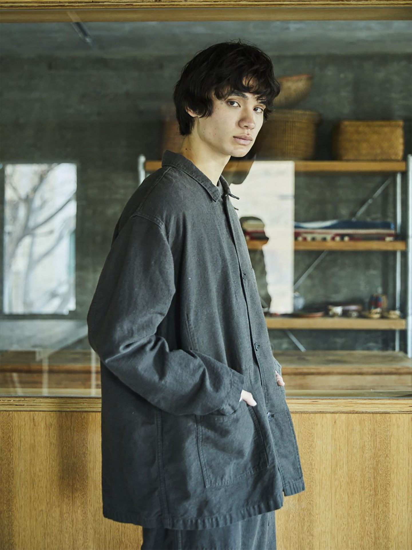 orSlow Cotton Linen Moleskin Relax Fit Simple Work Jack