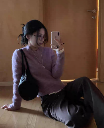 正韓ᴷᴼᴿᴱᴬ 🇰🇷溫柔慵懶柔霧粉嫩微針織感大學T(三色)