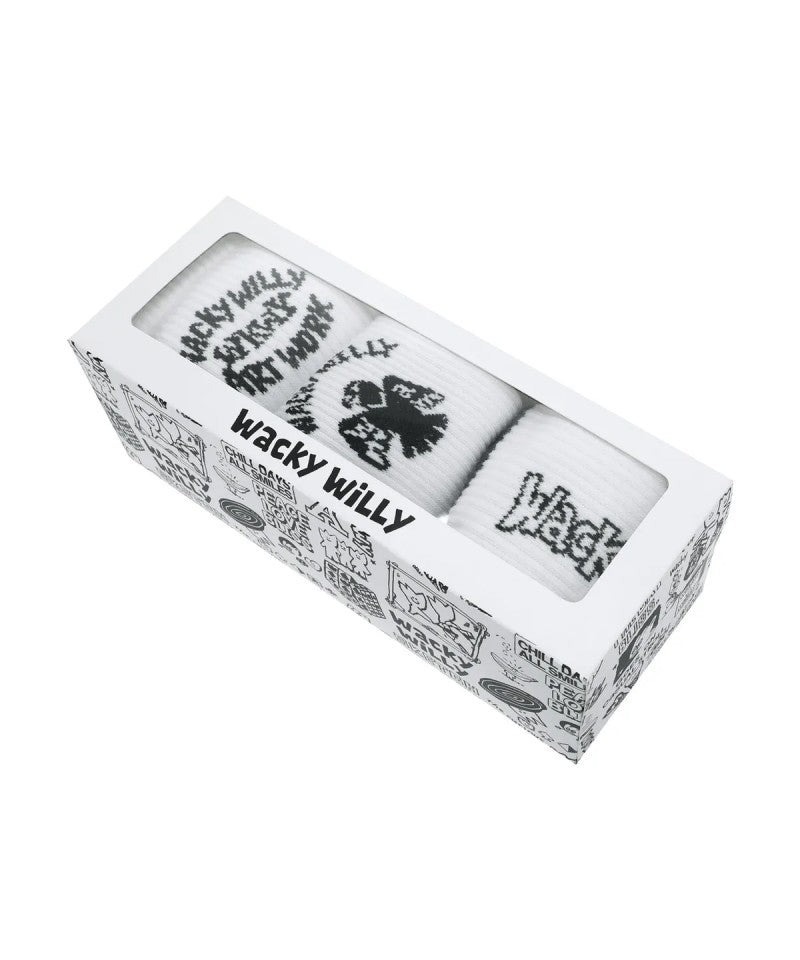 【預購】AKR101403 WACKY WILLY 黑白圖案襪子 (3對裝)