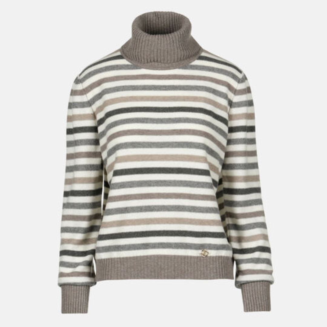 1LS1015-033 LUISA SPAGNOLI Cappellaio Turtleneck pullover Beige Panna Grigio #100184.021 (C-EU-E)