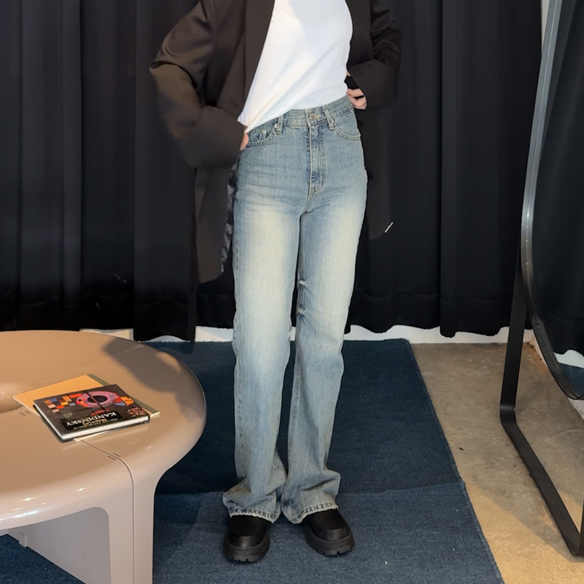 O16嬌小女孩的長腿微喇叭牛仔(版偏小!/SM)