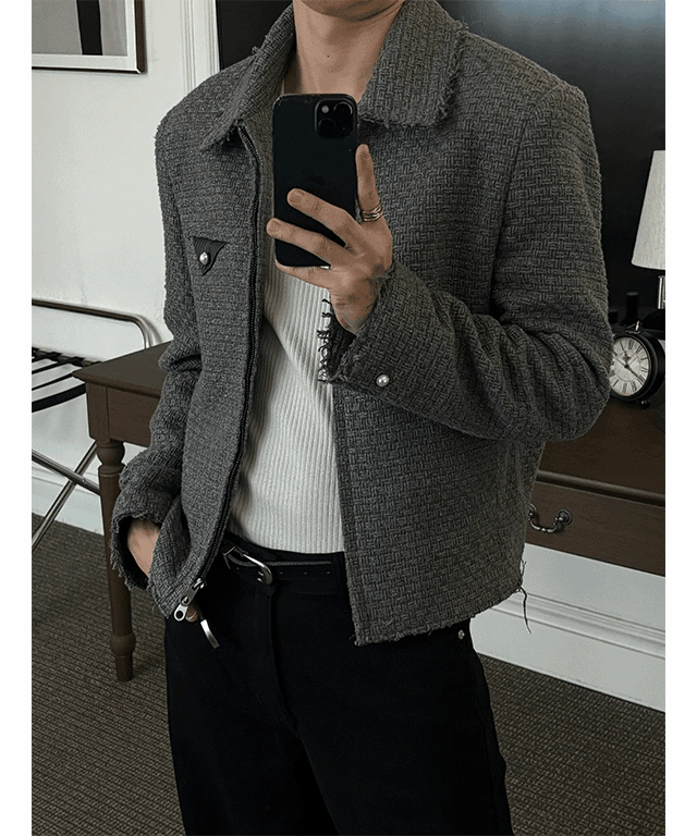 Drab 粗花呢短款夾克