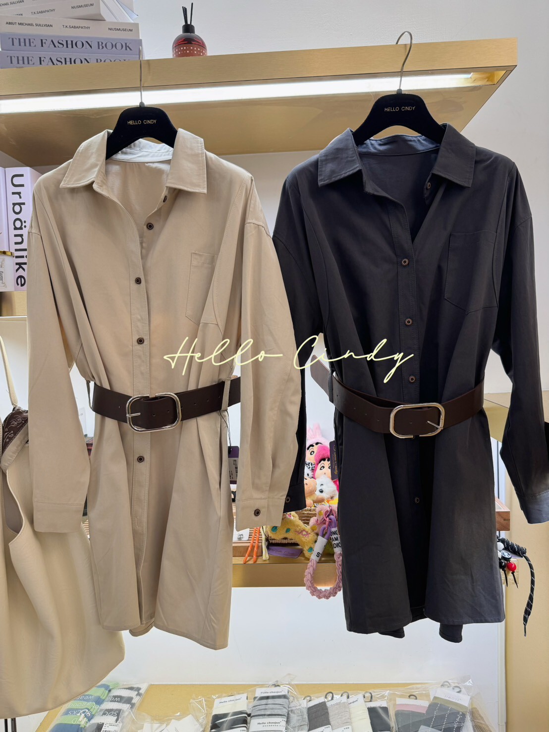 B10069 -超顯瘦附腰帶A字襯衫洋裝