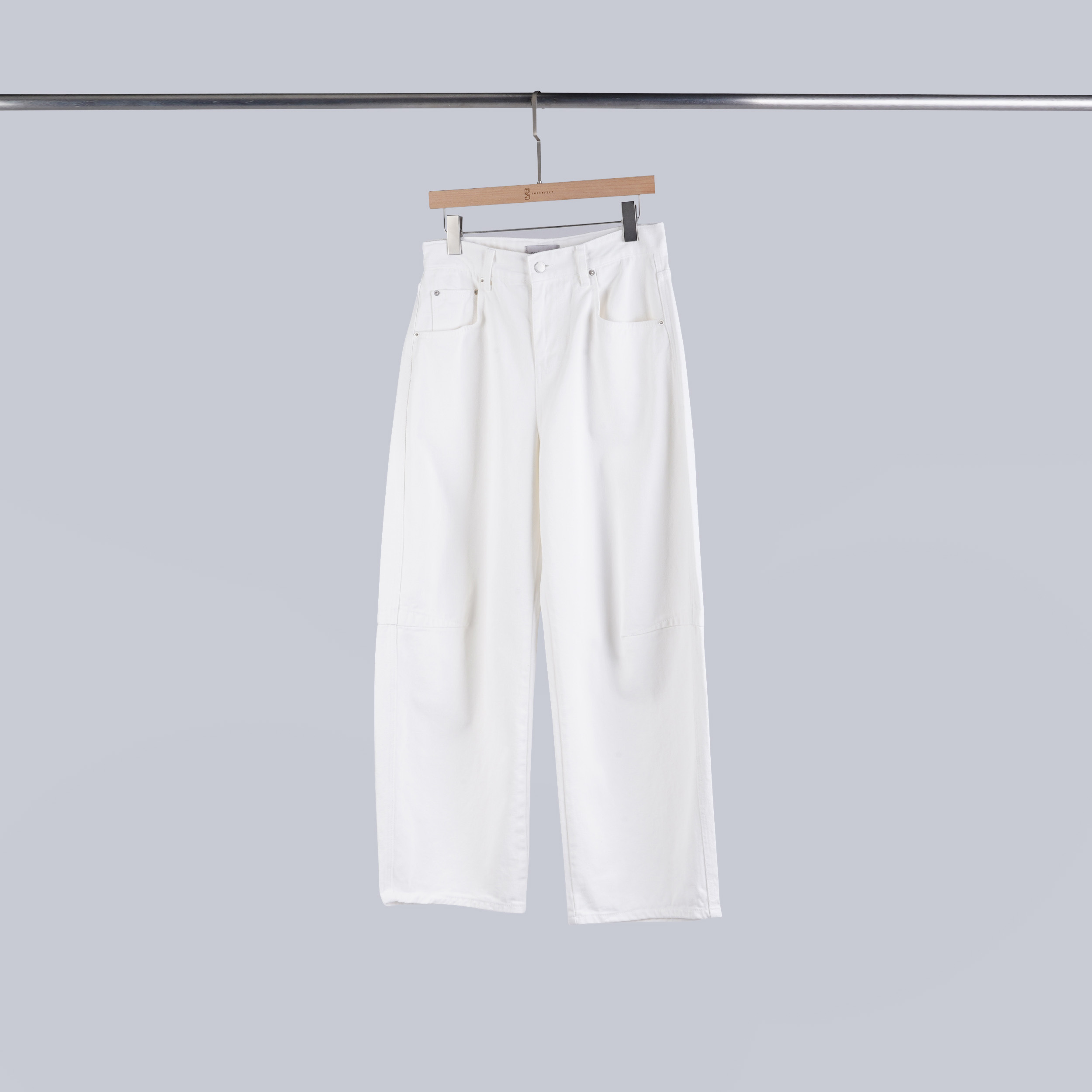 質感拼接牛仔寬褲 | S-M | 百搭白