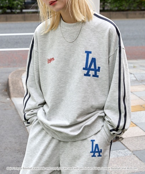 日本🇯🇵連線 MONO-MART x MLB LOGO隊徽刺繡側條紋長袖套裝 隊徽 刺繡 長袖 寬鬆 運動褲 套裝 6款(任買兩件711免運)/預購