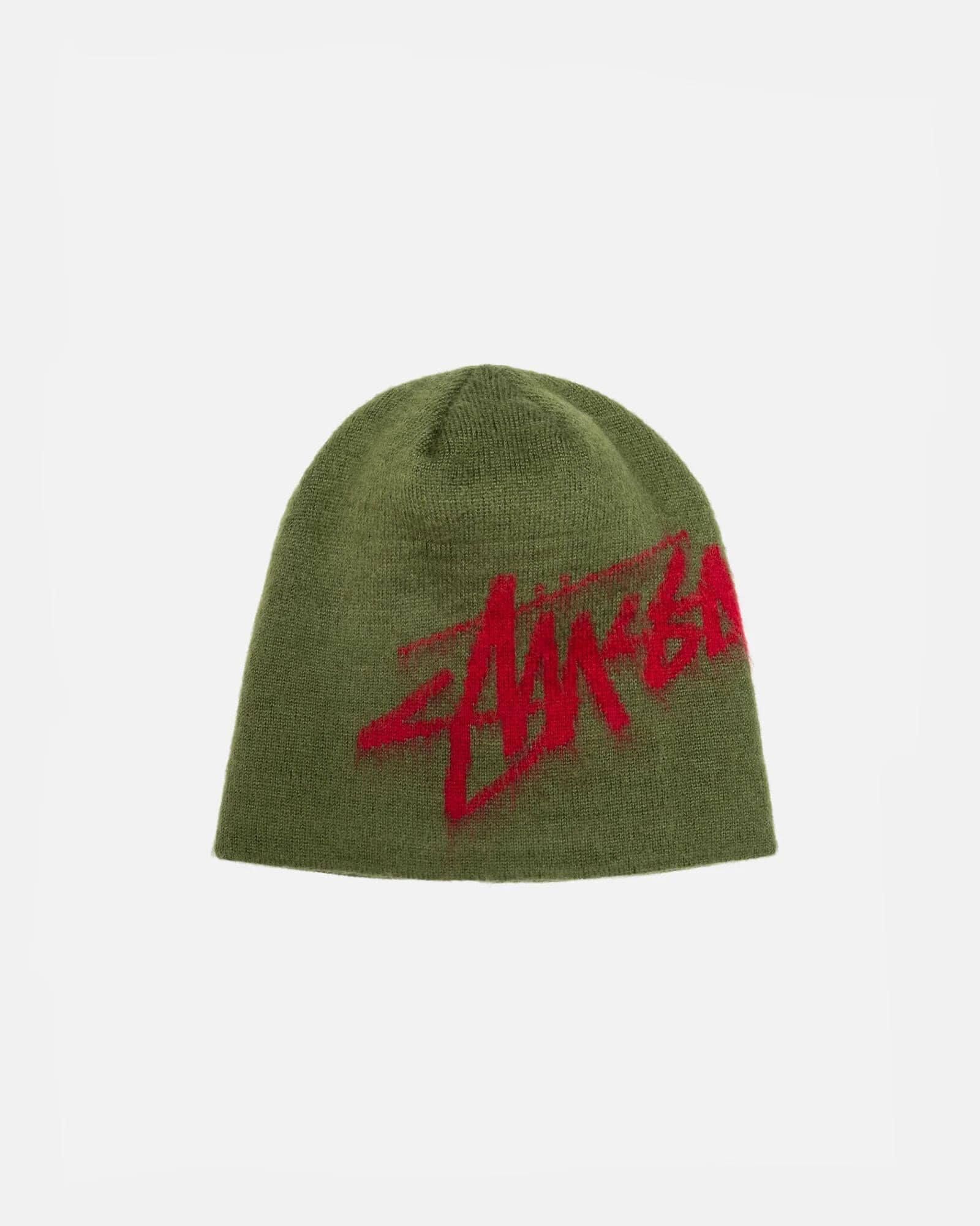Stussy 冷帽 GREEN 馬海毛 SKULLCAP BRUSHED OUT STOCK