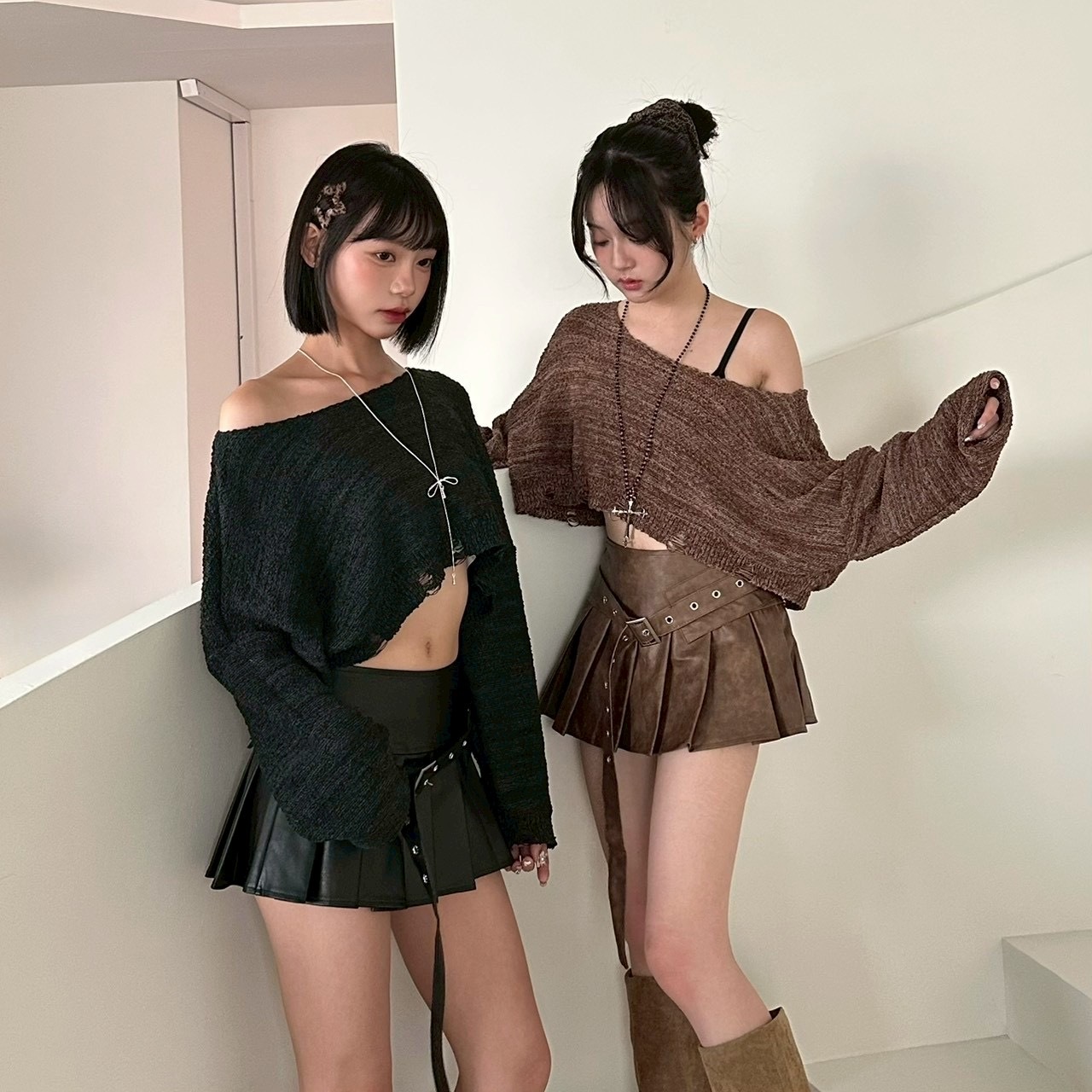 短款小破壞針織上衣