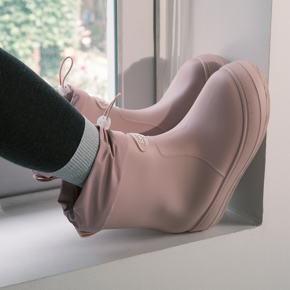Q3 RECLOW RE-RAIN SHIRRING BOOTS PINK