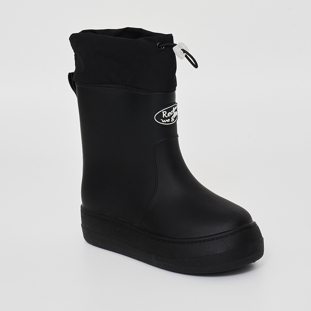 Q4 RECLOW RE-RAIN SHIRRING BOOTS BLACK