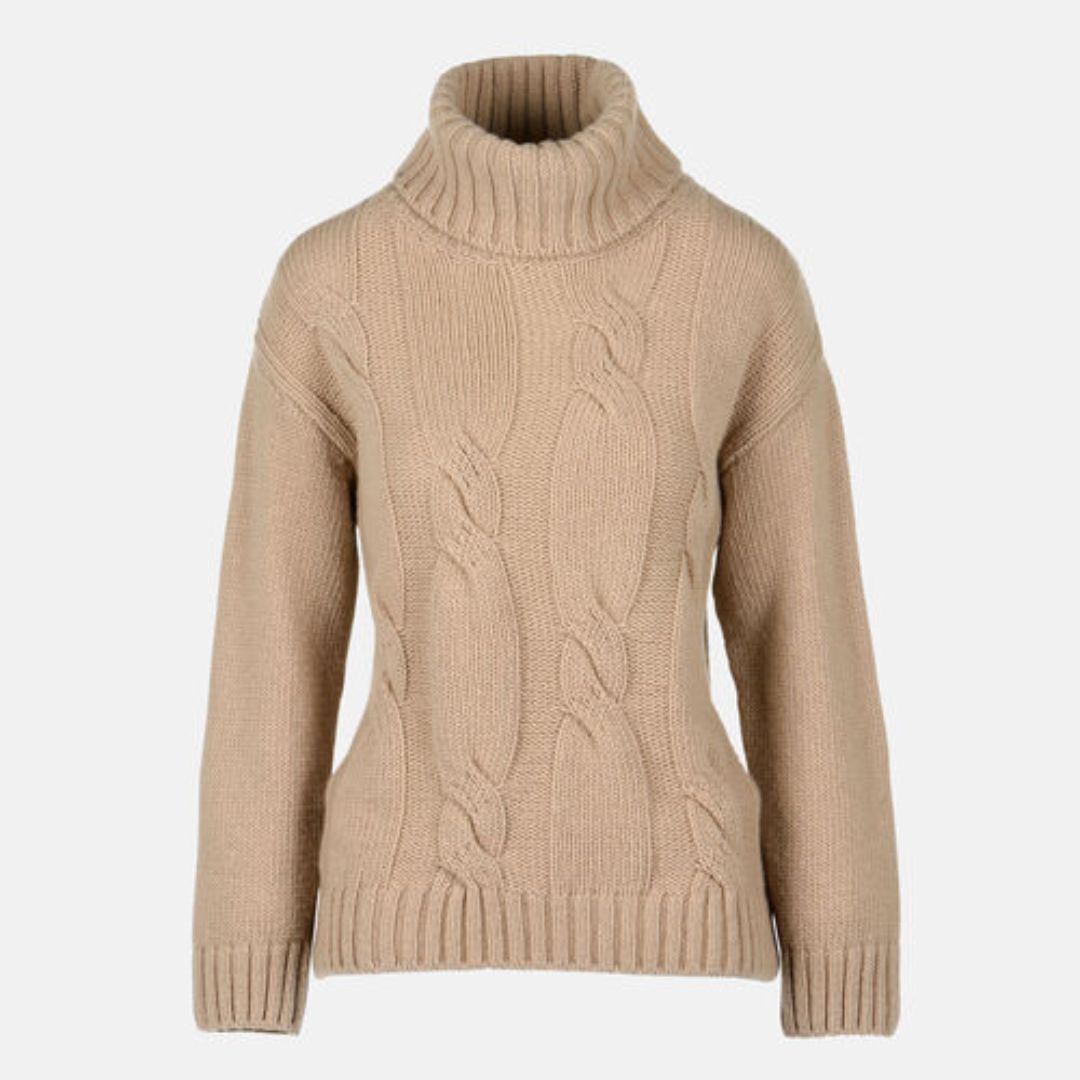 1LS1015-035 LUISA SPAGNOLI Carema Turtleneck Pullover Beige #100250.174 (C-EU-E)