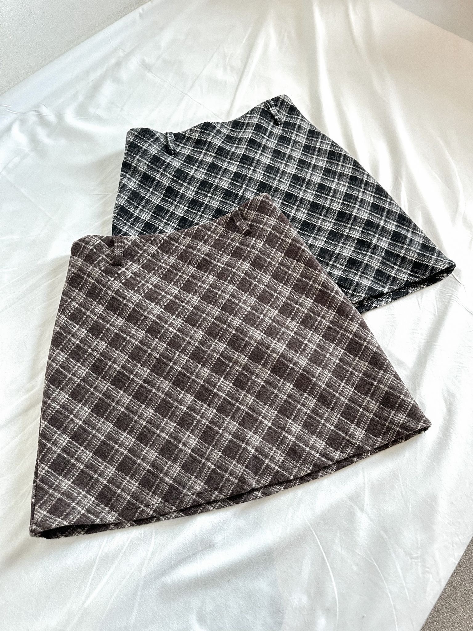 秋冬必備～厚實菱格紋A字短裙〈🇰🇷DAY 1〉