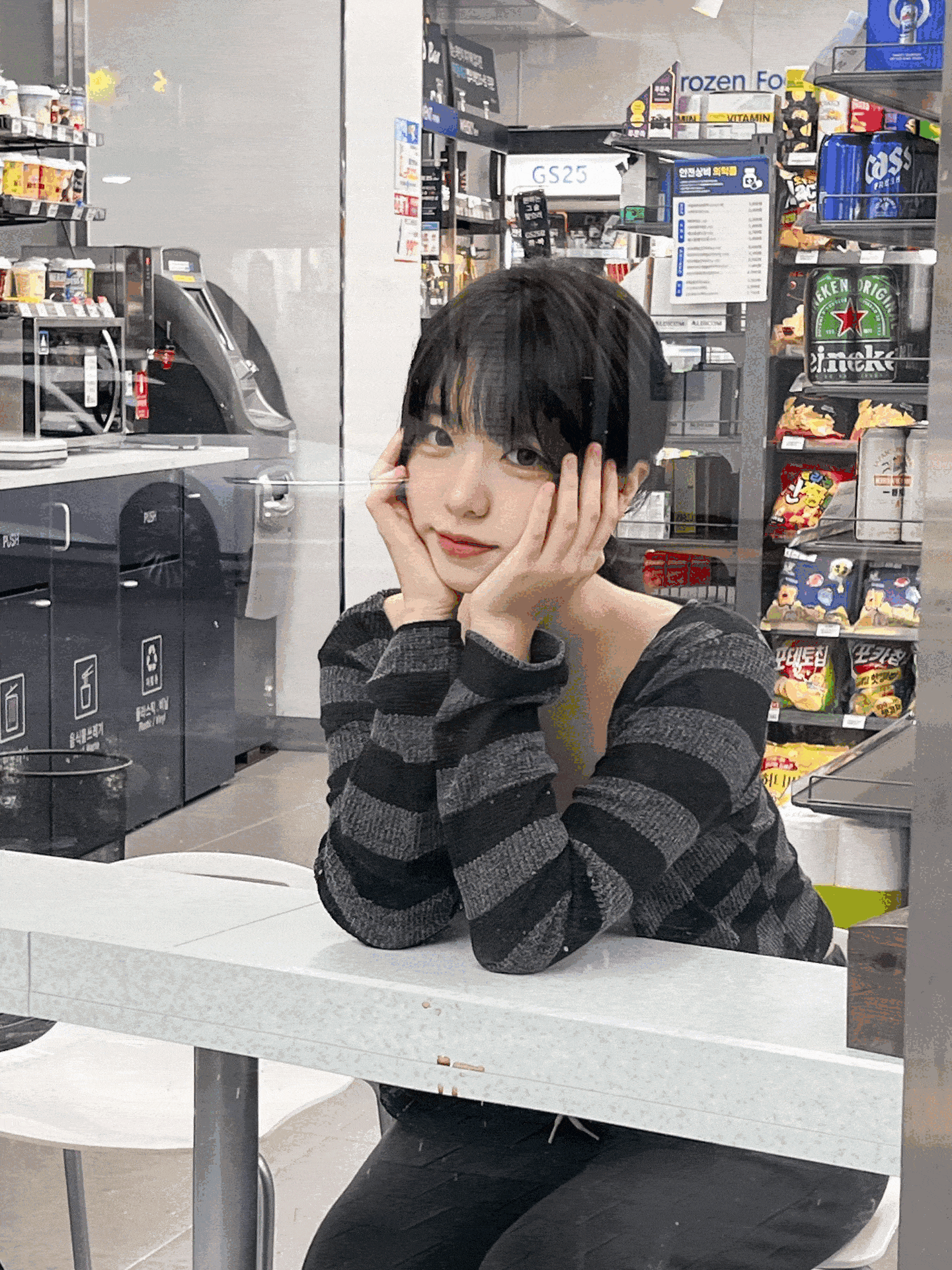 拼色間紋圓領針織薄外套〈🇰🇷DAY 1〉